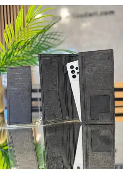 Deri Deri Cüzdan Telefon Bölmeli Günlük Kullanım İçin Şık ve Fonksiyonel Tasarım