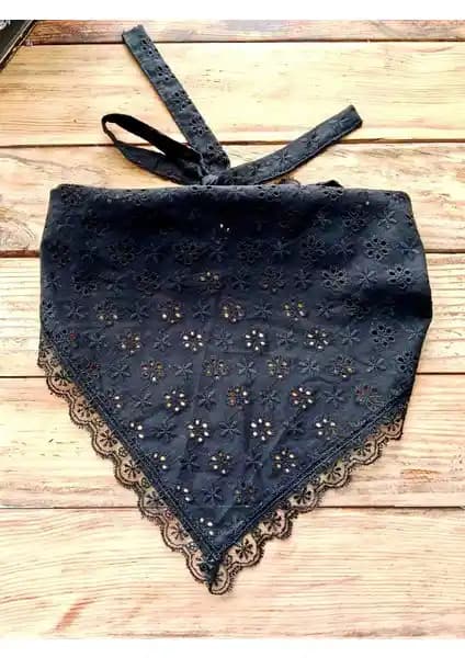 El Yapımı Bağcıklı Dantel Fisto Bandana - Vintage Tarzı Şık Saç Aksesuarı