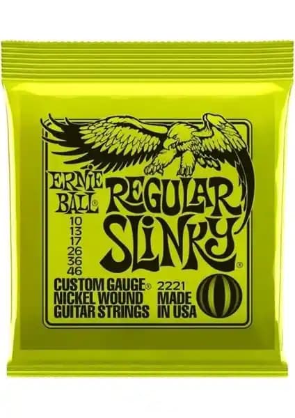 Ernie Ball P02221 Regular Slinky Nickel 10-46 Elektro Gitar Telleri Kalite ve Performans Sunar