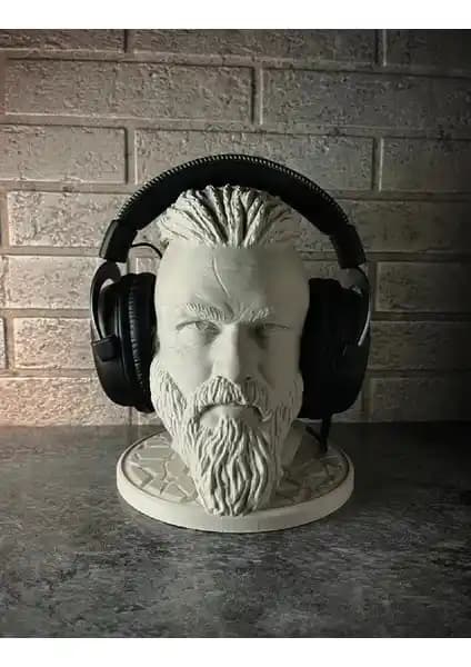 Hanart Ragnar Lothbrok Büstü ile Viking Temalı Kulaklık Standı Dekoratif ve Fonksiyonel