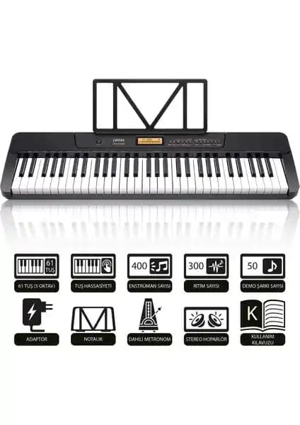 Jwin JTK-3600 61 Tuş Hassasiyetli 5 Oktav Dijital Org Müzik Enstrümanı
