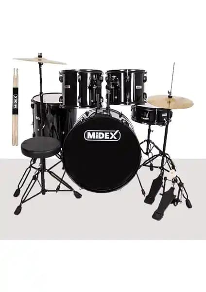 Midex CD900X-BK 22 İnç Yetişkin Akustik Davul Seti Profesyonel ve Şık Tasarım