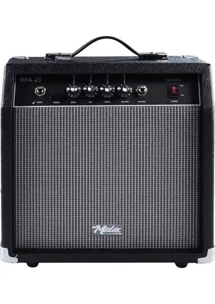 Midex RPA-25BK Bas Gitar Amfisi 25 Watt Güç ve Çok Yönlü Ses Kontrolü Özellikleriyle