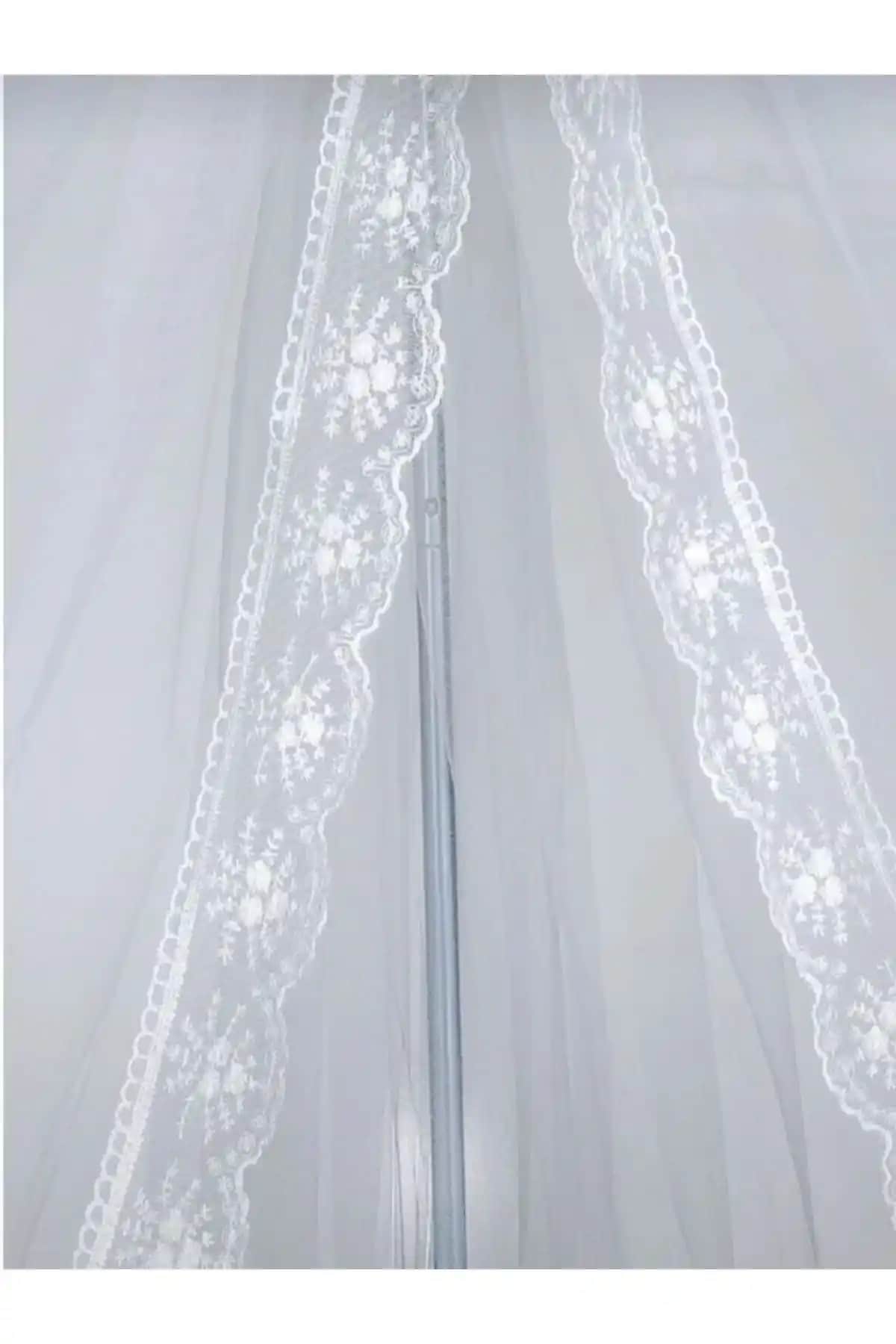 BabyMeva Beyaz Bebek Beşik Cibinliği ve Plastik Cibinlik Askısı Güvenli Şık Tasarım