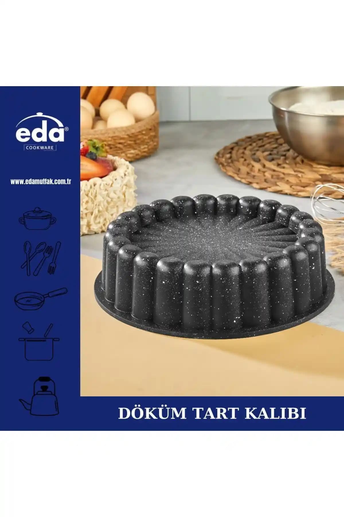 Eda Granit Kaplama 26 Cm Dilimli Tart Kalıbı Gri Yüksek Kalite ve Dayanıklılık