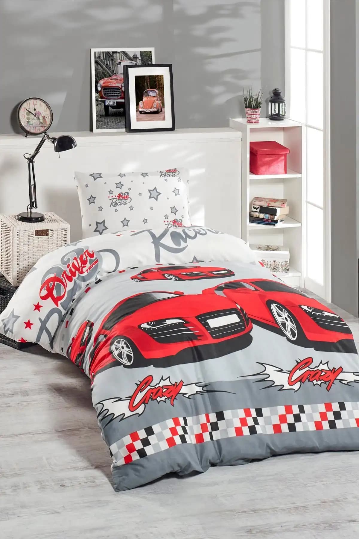 Enlora Home Junior Kırmızı Nevresim Seti 140x200 cm dayanıklı ve canlı renkli tasarım