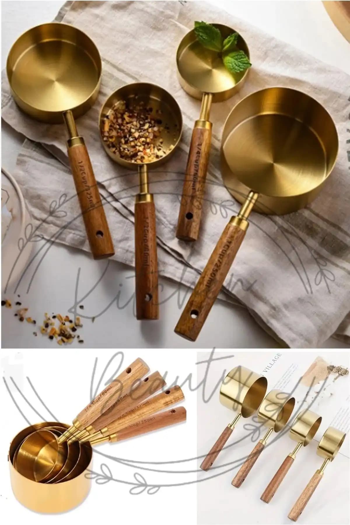 Kitchen Beauty Paslanmaz Çelik Ahşap Saplı Ölçü Kaşığı Seti: Modern ve Dayanıklı Mutfak Aksesuarı