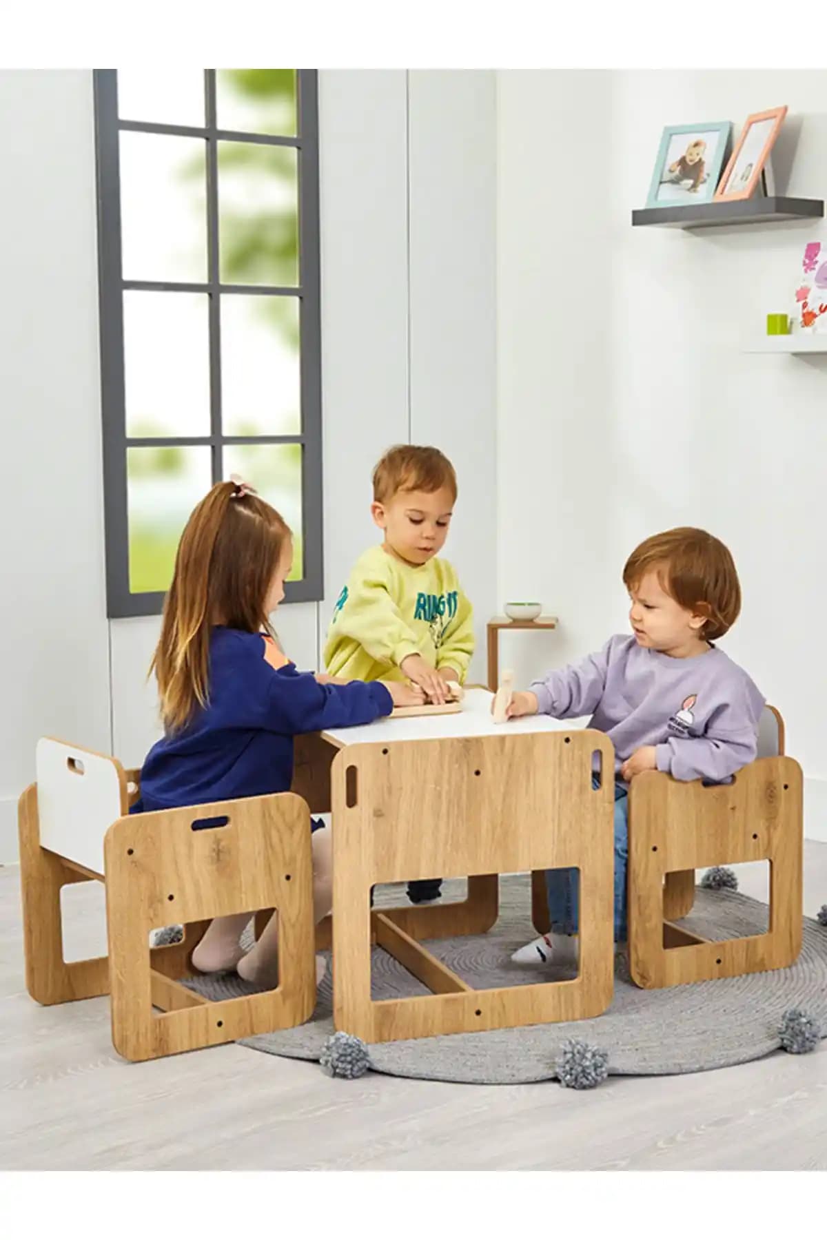 Minera Ahşap Çocuk Oyun Masası ve Sandalyesi Seti Estetik ve Güvenli Tasarım