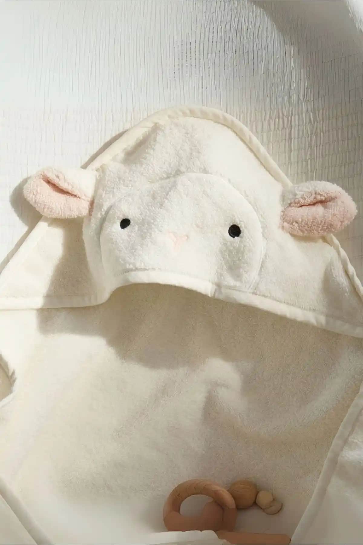 Pamuko Pamuk Havlu Kundak Pembe Kuzu Kulağı Şık ve Güvenli Bebek Uyku Arkadaşı