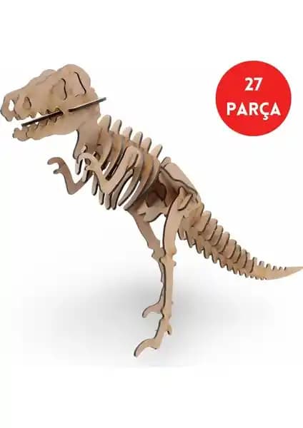 Algwood 27 Parça T-Rex Ahşap Dinozor Maketi: Eğitici ve Dekoratif Tarih Öncesi Model