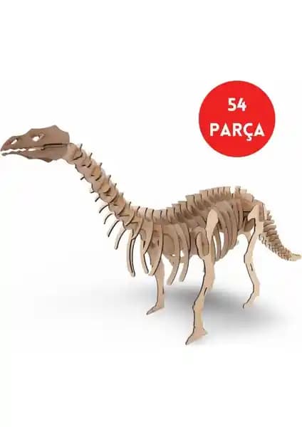 Algwood 54 Parça Brontosaurus Ahşap Dinozor Maketi ile Tarih Öncesi Dünyayı Keşfedin