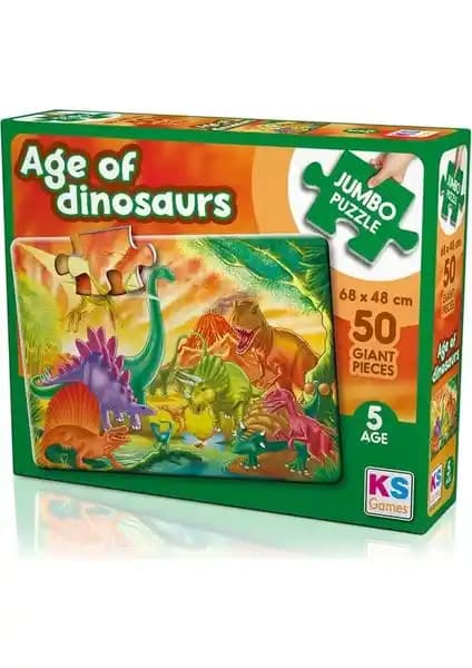 Dinozor Temalı 50 Parça Jumbo Boy Puzzle ile Eğlence ve Öğrenme Deneyimi