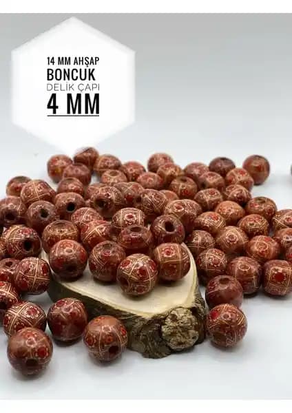 FioliMore 14 mm Desenli Ahşap Boncuk Takı ve El Sanatları İçin Uygun Malzeme