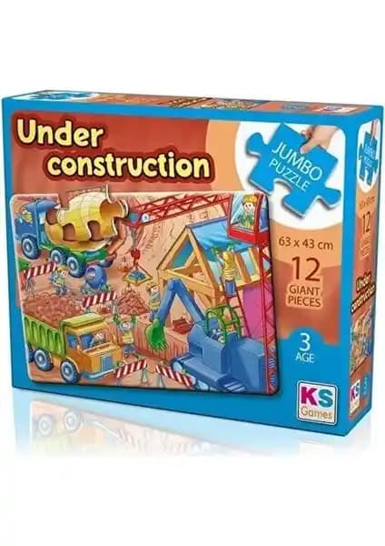 KS Games Under Construction Jumbo Puzzle 12 Parça Çocuklar ve Yetişkinler İçin Eğitici Oyun Seçeneği