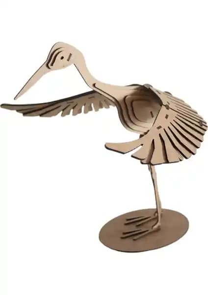 Turna Kuşu 3D Ahşap Puzzle - Eğitici ve Dekoratif Bir Hobi Seçeneği
