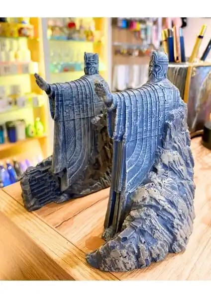 Yüzüklerin Efendisi Temalı Argonath Heykelleri Kitap Tutucu Seti Detaylı Tasarım