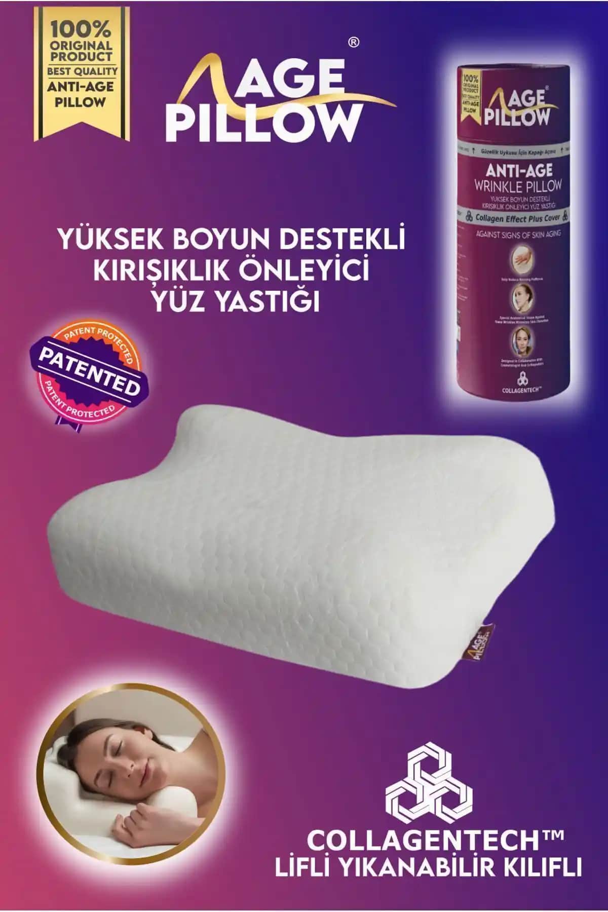 Age Pillow Anti Age Kırışıklık Önleyici Yüz ve Boyun Destekli Uyku Yastığı