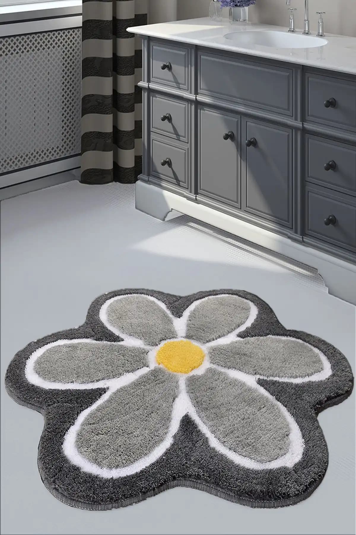 Chilai Home Flower Gri Yuvarlak Paspas 90 Cm Modern Tasarım ve Dayanıklılık