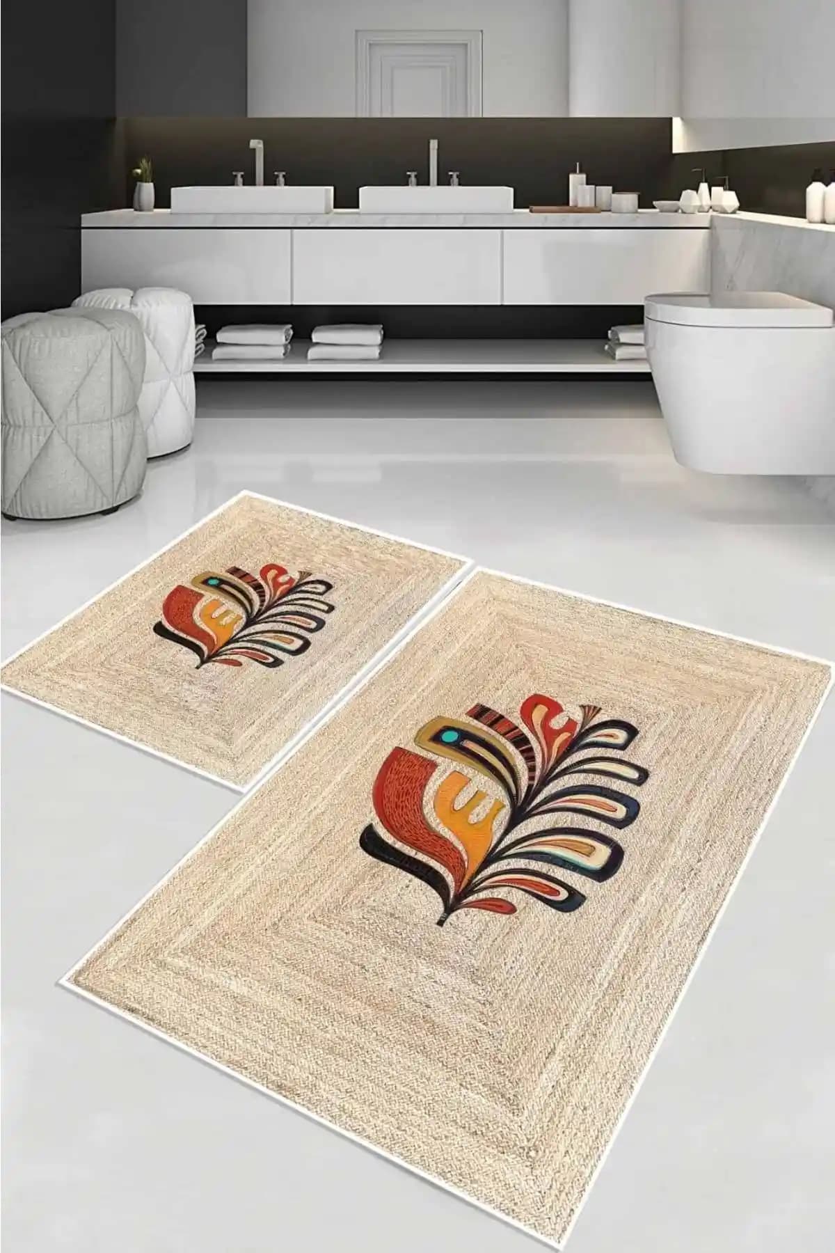 Decomia Home Modern 2'li Yıkanabilir Kaymaz Banyo Paspas Takımı