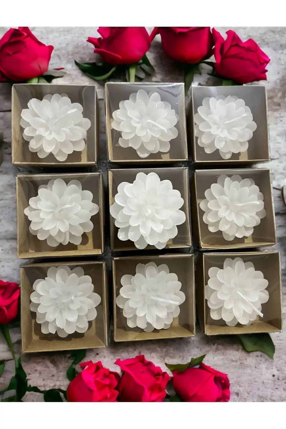 ERSE HOME Lotus Çiçeği Mumları 8'li Kraft Kutuda Zarif ve Huzur Veren Dekoratif Seçenekler