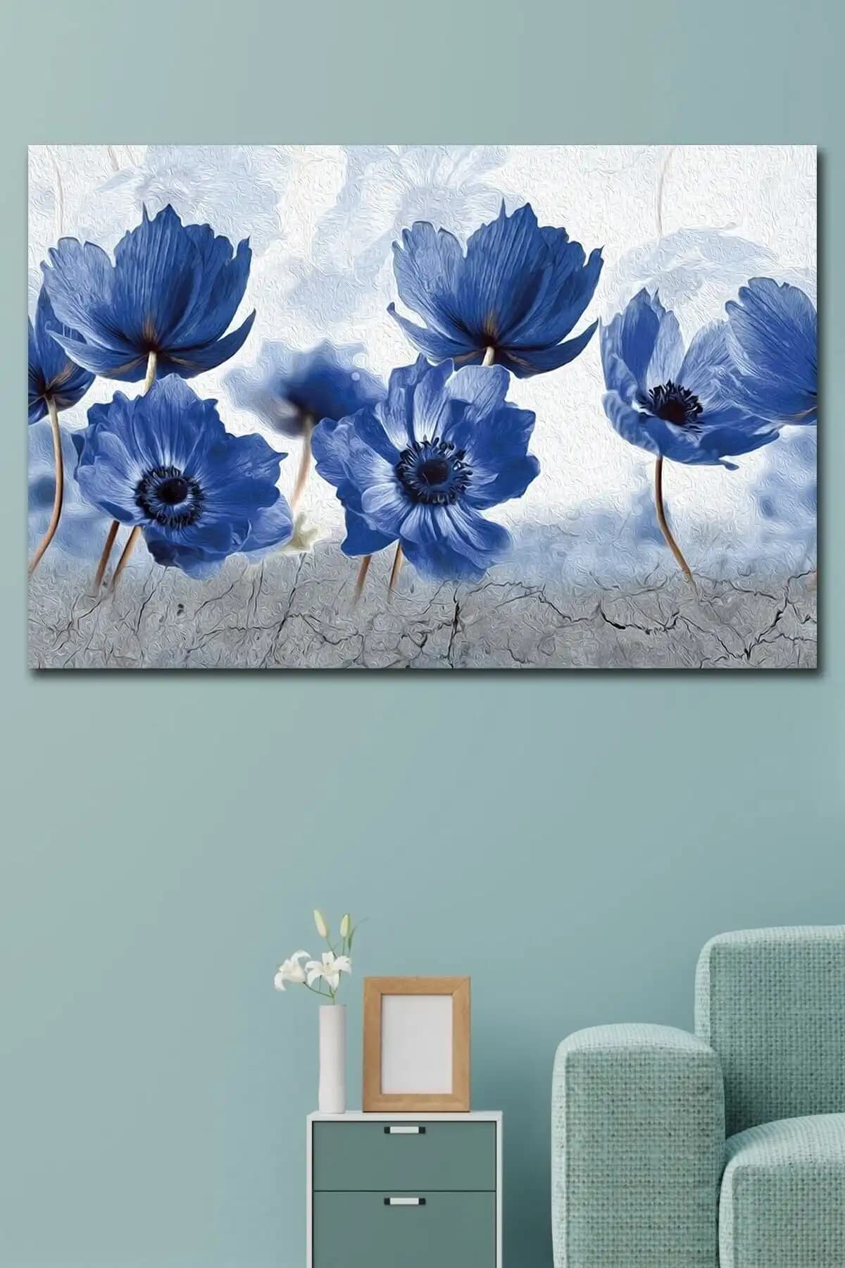 Fleurs Bleues Dekoratif Kanvas Tablo: Modern ve Şık Duvar Dekoru Seçenekleri