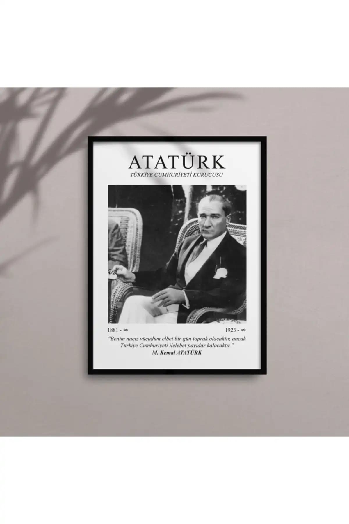 HOMEPACK Siyah Çerçeveli Atatürk Portresi Tablo Modern Dekorasyon İçin Uygun