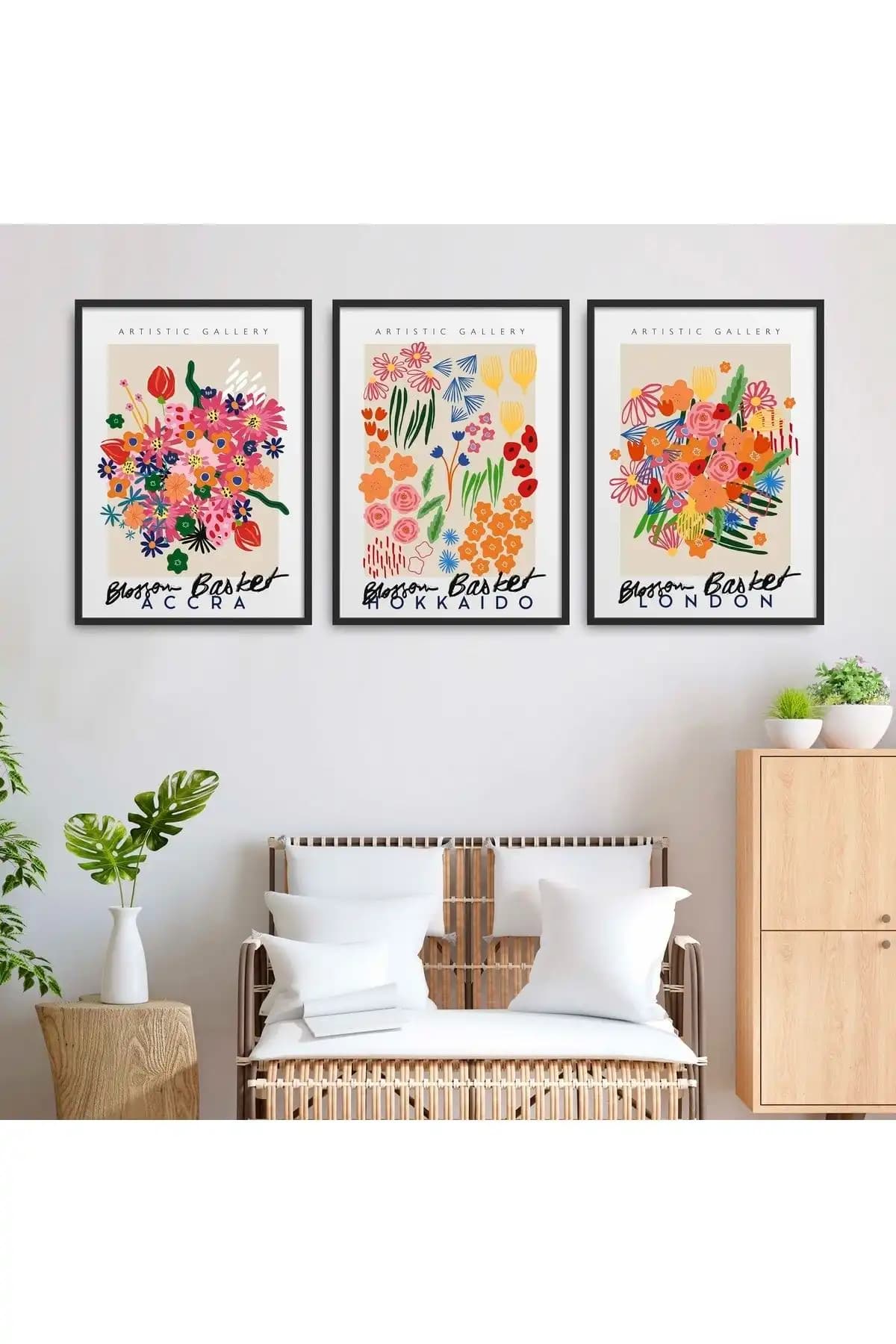 HOMEPACK Siyah Lamine Çerçeve 3'lü Tablo Seti Modern ve Dayanıklı Tasarım