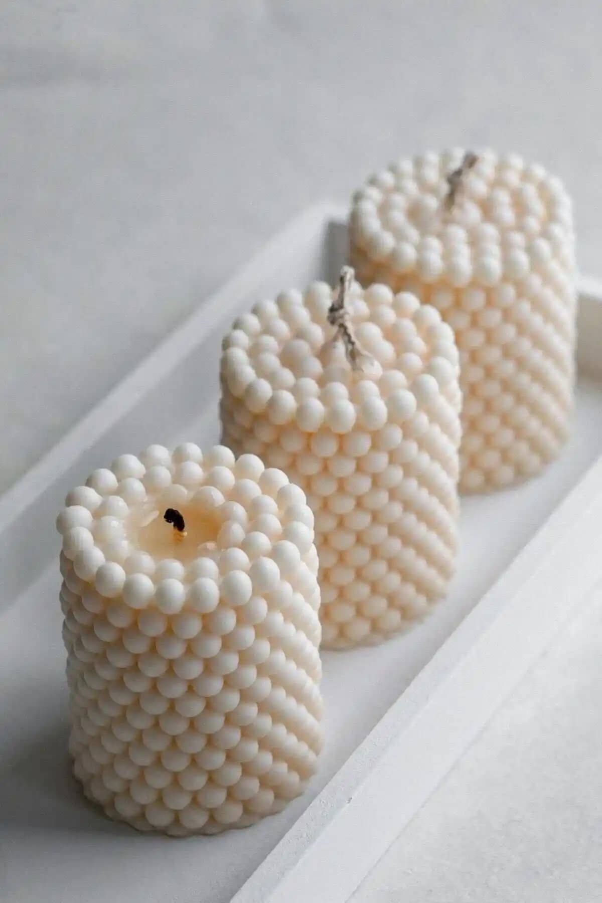 Mumy Design 3 Adet Bubble Silindir Mum Seti Estetik ve Fonksiyonel Dekoratif Ürün