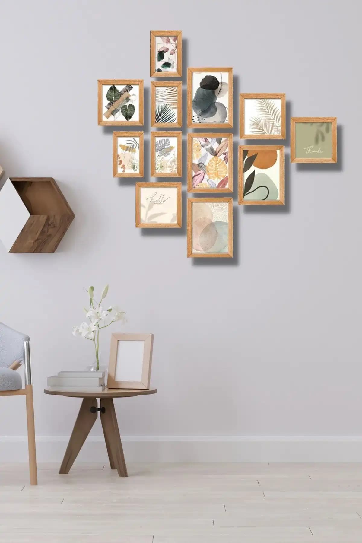NT Handmade 12 Parça Ahşap Tablo Seti ile Doğal ve Şık Dekorasyon Çözümü