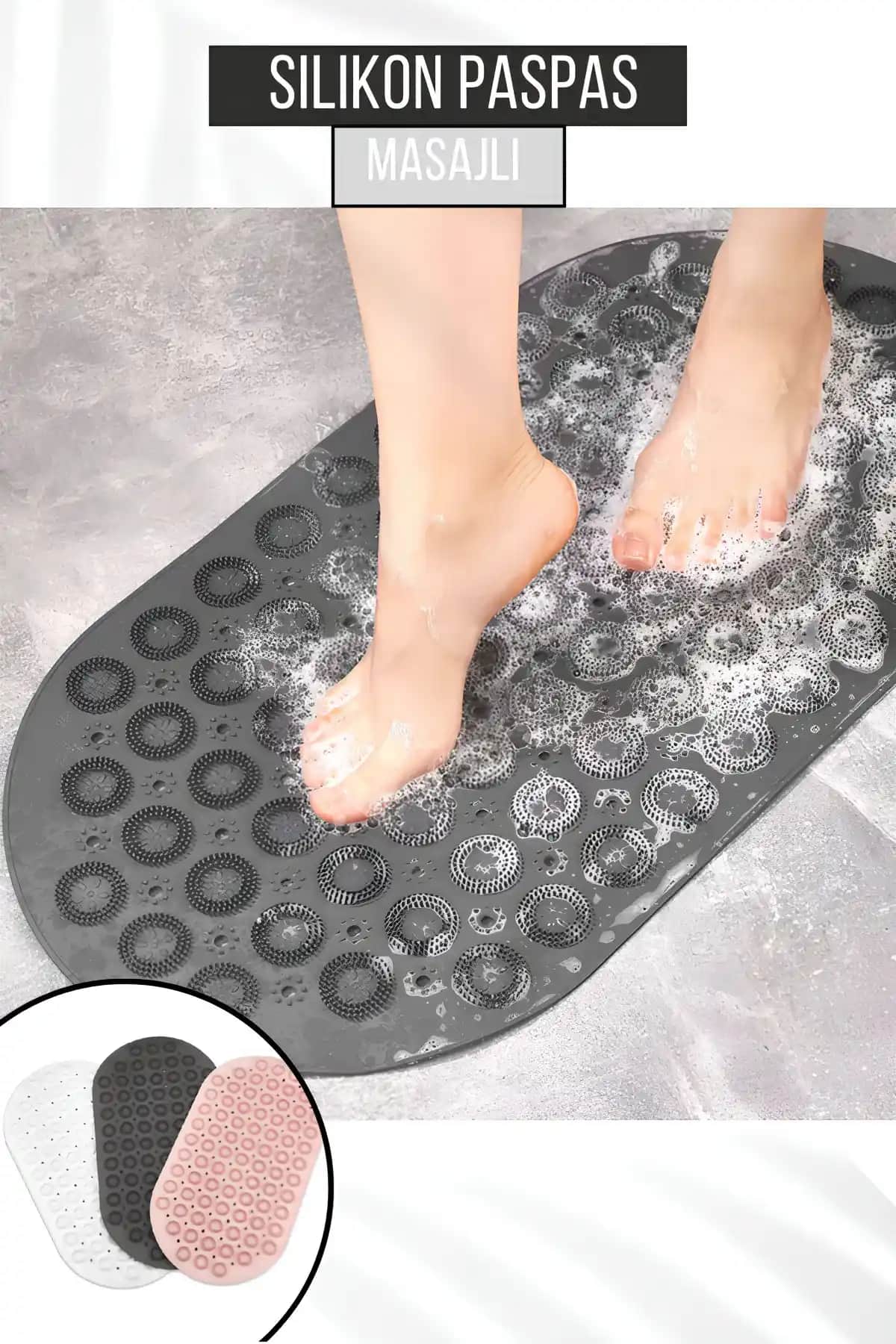 Orvila Silikon Kaydırmaz Taban Masajlı Duşakabin ve Banyo Paspası Güvenli Konfor Sağlar