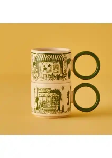 Bella Maison Scene 2'li Yeşil Kahve Fincanı Seti Estetik ve Fonksiyonelliği Bir Arada Sunar