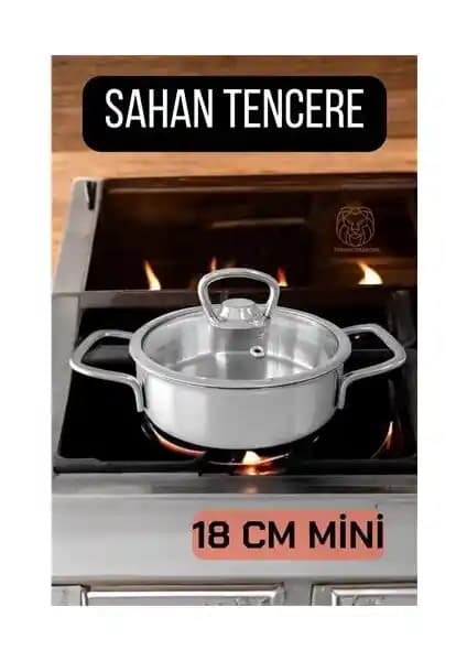 Cansa Kapaklı Sahan Tencere 18 cm Paslanmaz Çelik, Dayanıklı ve Kullanışlı Mutfak Gereciği