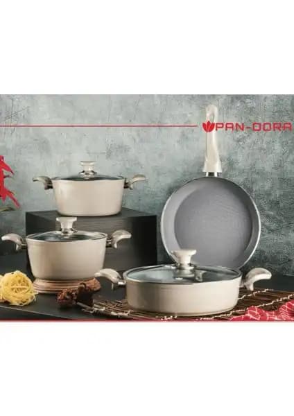 Evinda Pan-Dora Kristal Ezme Seramik 7 Parça Tencere Seti ile Modern ve Sağlıklı Pişirme Deneyimi