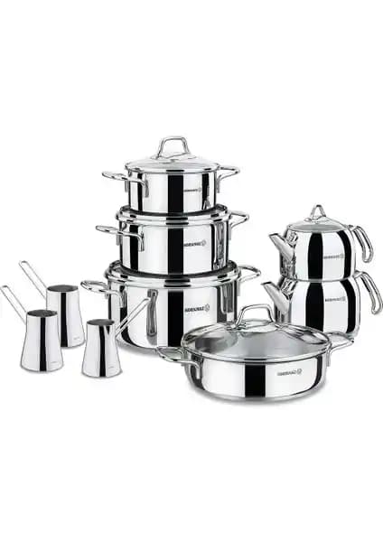 Korkmaz Perla Çelik Çeyiz Seti: Dayanıklı ve Estetik Mutfak Gereçleri