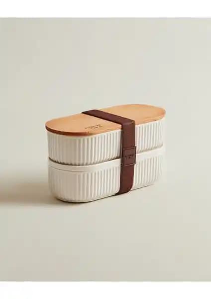 Madame Coco Magou 500ml Ahşap Kapaklı Lunch Box Seti: Şıklık ve İşlevsellik Bir Arada