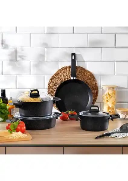 Schafer Black Stone Tencere Seti: Modern ve Dayanıklı Mutfak Gereçleri
