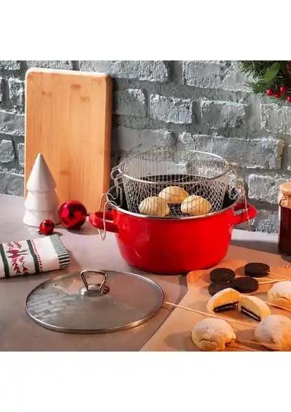 Schafer Fry Çıtır Kızartma Tenceresi 22 cm Kırmızı – Modern ve Pratik Mutfak Gereci