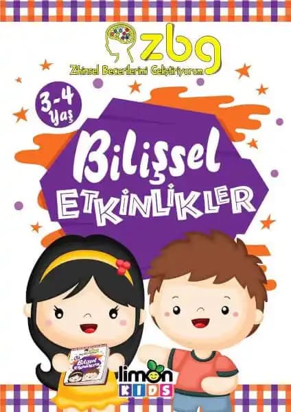 3-4 Yaş Çocuklar İçin Bilişsel Gelişim Kitabı Limonkids ZBG Zihinsel Becerilerimi Geliştiriyorum