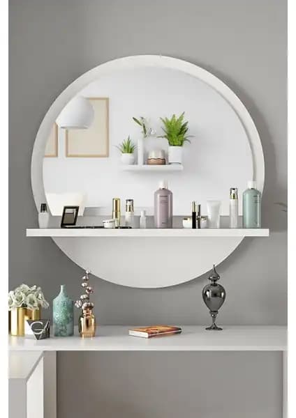 CG Home Model Alfa ve Nysamo Yuvarlak Beyaz Raflı Ayna Karşılaştırması 2
