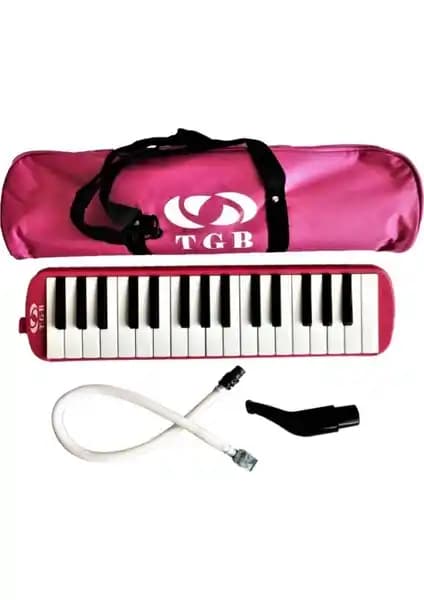 Çocuklar İçin 32 Tuşlu Melodika TGB-002 Pembe Renkli Güvenli ve Taşınabilir