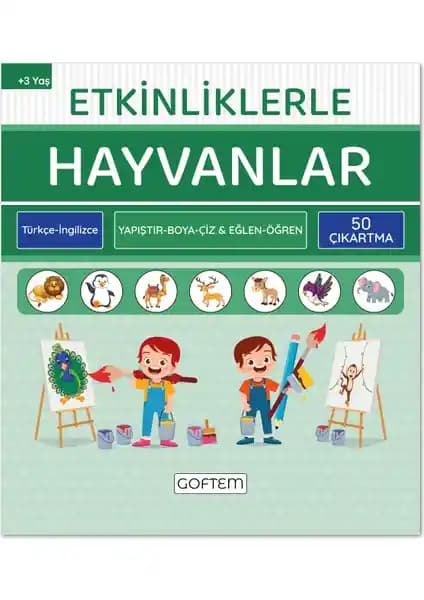 Çocuklar İçin Hayvanlar Temalı Eğitici Aktivite Kitabı ve Çıkartma Seti