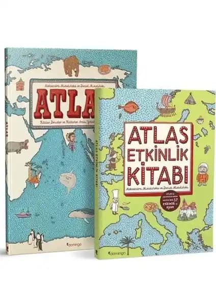 Domingo Yayınevi Atlas Seti 2 Kitap Çocuklar İçin Eğitici Dünya Haritası Kaynağı