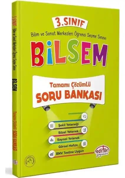 Editör Yayınları 3. Sınıf BİLSEM Tamamı Çözümlü Soru Bankası: Kapsamlı Eğitim ve Sınav Hazırlık Aracı