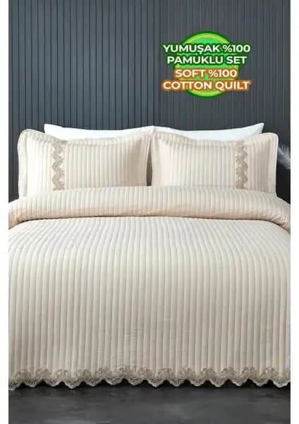 Evlen Home Collection Kapitone Ponpon ve Mihrimah Dantelli Yatak Örtüsü Karşılaştırması 2
