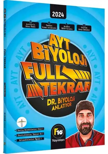 F10 Yayınları Dr. Biyoloji AYT Full Tekrar Video Ders Kitabı Özellikleri ve Öğrenme Yaklaşımları