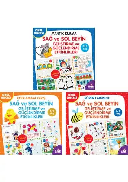Halk Kitabevi Sağ ve Sol Beyin Geliştirme Seti 3-6 Yaş Çocuklar İçin Eğitim Materyali