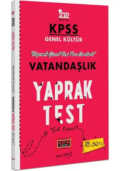KPSS 2022 Lisans Genel Kültür Vatandaşlık Yaprak Testi Sınava Hazırlık Kaynağı