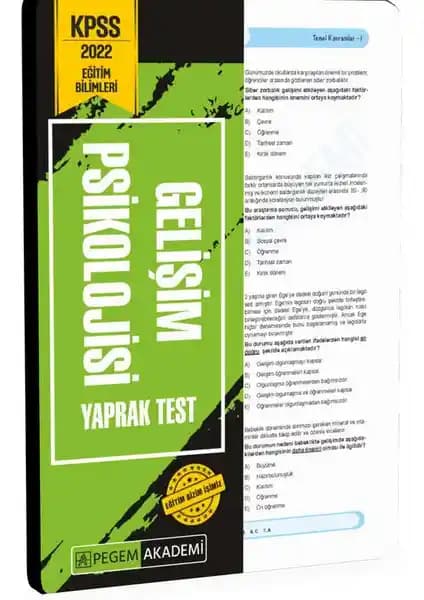 KPSS Eğitim Bilimleri Gelişim Psikolojisi Yaprak Testi 2022 - Güncel ve Pratik Soru Kaynağı