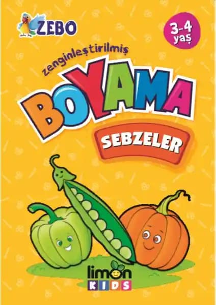 Limonkids 3-4 Yaş Sebzeler İçin Zenginleştirilmiş Eğitici Boyama Kitabı