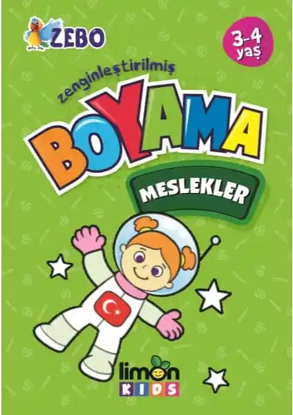 Limonkids 3-4 Yaş Zenginleştirilmiş Meslekler Boyama Kitabı Çocuklar İçin Eğitici ve Yaratıcı